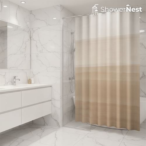 Beige Shower Curtain – White Gradient 
