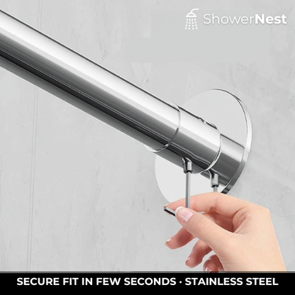 Bent Ajustable Shower Curtain Rod – No Drilling Stainless Steel 