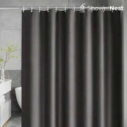 Black PEVA Shower Curtain – Opaque Bathroom Close Up