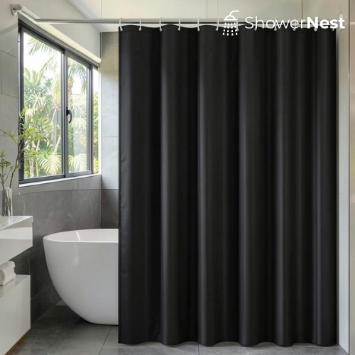 Black PEVA Shower Curtain – Opaque Bathroom No mold