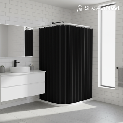 Black Pinch Pleat Curtains with Hooks – Foldable Curtain