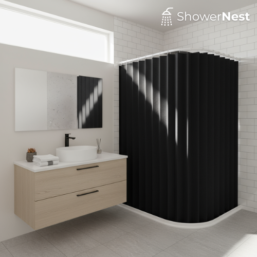 Black Pinch Pleat Curtains with Hooks – Polyester Curtain