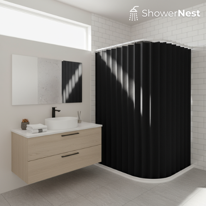 Black Pinch Pleat Curtains with Hooks – Polyester Curtain