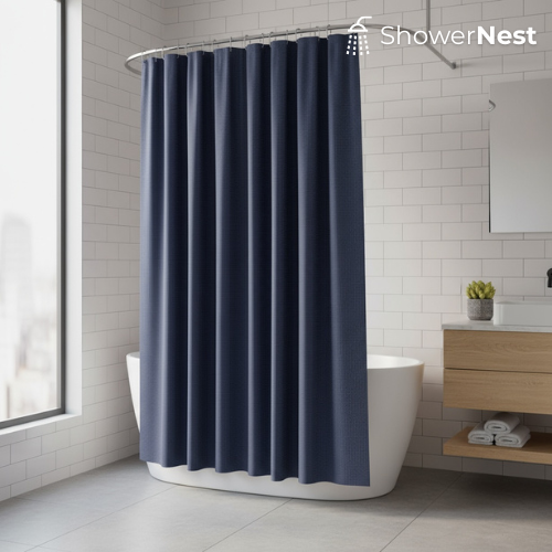 Blue Extra Long Shower Curtain 