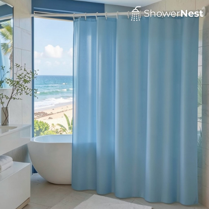 Blue PEVA Shower Curtain & Waterproof Liner | ShowerNest