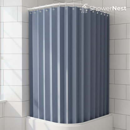 Blue Pleat Curtains with Hooks – Foldable Curtain