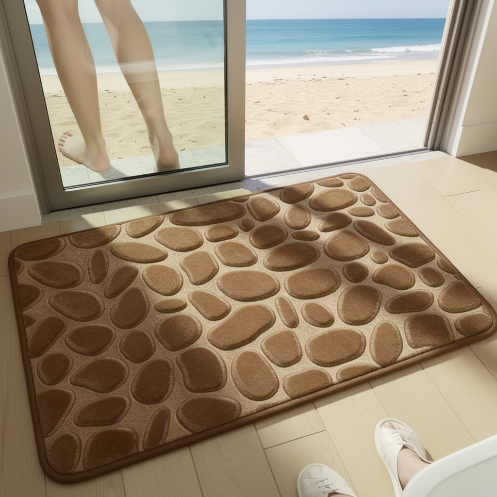 Brown Stone Bath Pebble Mats Non Slip 