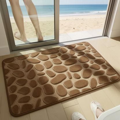 Brown Stone Bath Pebble Mats Non Slip 