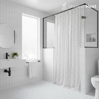 Vintage Linen Transparent Curtain – Thin & long shower curtain 