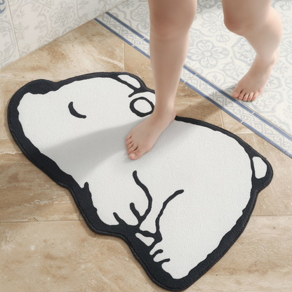 Cute cartoon animal flannel bath mat with non-slip backing in a bathroom – ShowerNest