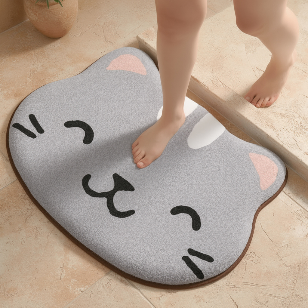 Cute children cartoon animal flannel bath mat with non-slip backing in a bathroom – ShowerNest
