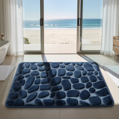 Dark blue Stone Bath Pebble Mats Non Slip 