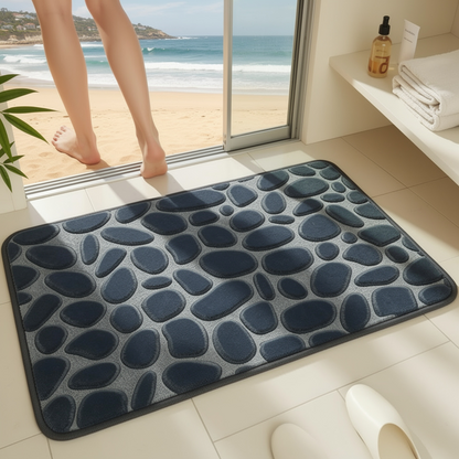 Dusty Blue Stone Bath Pebble Mats Non Slip