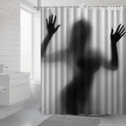 Elegant Women's Portrait Art Shadow Shower Curtain