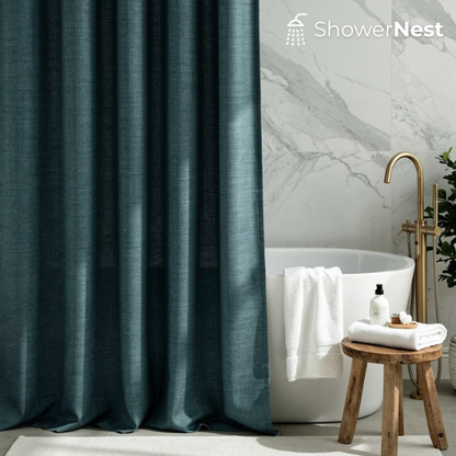 Extra Tall Blue Blackout Curtain – Cotton Linen - 100x130cm to 350x270cm