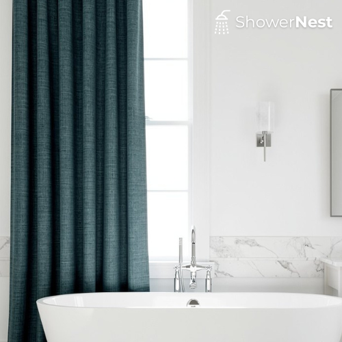 Extra Tall Blue Blackout Curtain – Cotton Linen - 100x130cm to 350x270cm