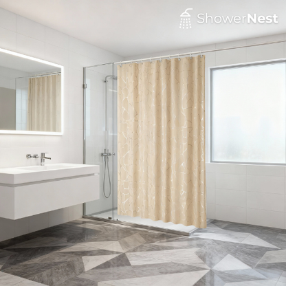 Gold and Silver Shower Curtain – Geometric Polyester Design showernest