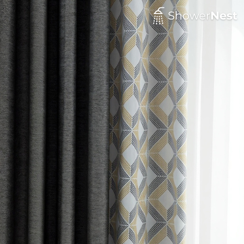 Grey Linen Shower Curtain – Modern Textured Fabric Design