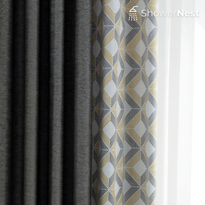 Grey Linen Shower Curtain – Modern Textured Fabric Design