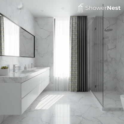 Grey Linen Shower Curtain – Modern Textured linen