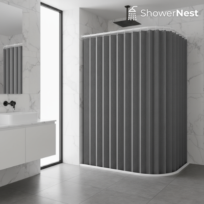 Grey Pinch Pleat Curtains with Hooks – Polyester Curtain