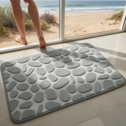 Grey Stone Bath Pebble Mats Non Slip 