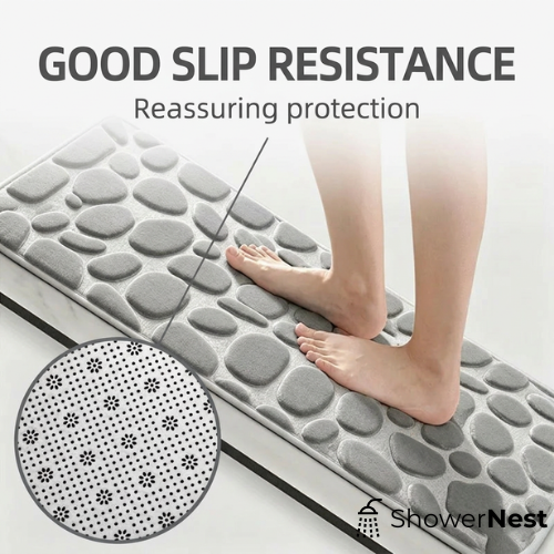 Non slip Stone Bath Pebble Mats Non Slip in a modern luxury Australian bathroom
