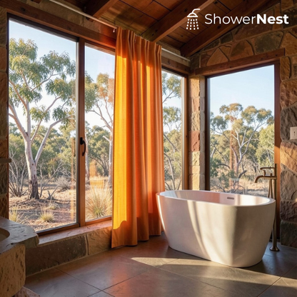 PEVA Orange Transparent Shower Curtain – Waterproof Liner Australia