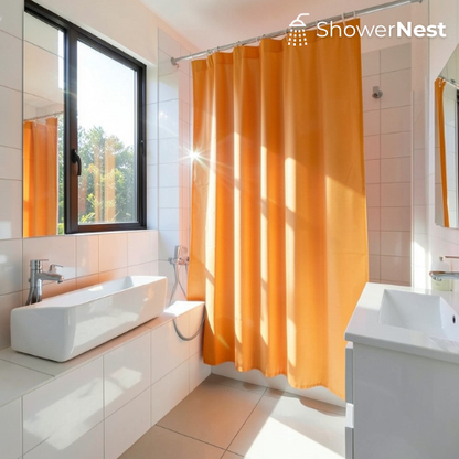 PEVA Orange Transparent Shower Curtain – Waterproof Liner Australian