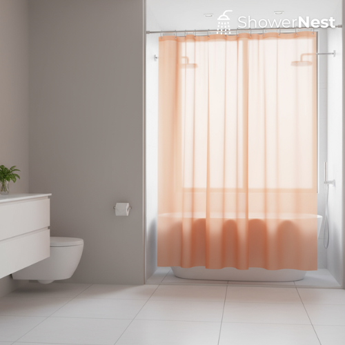 PEVA weighted orange shower curtain with Magnets