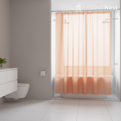 PEVA weighted orange shower curtain with Magnets