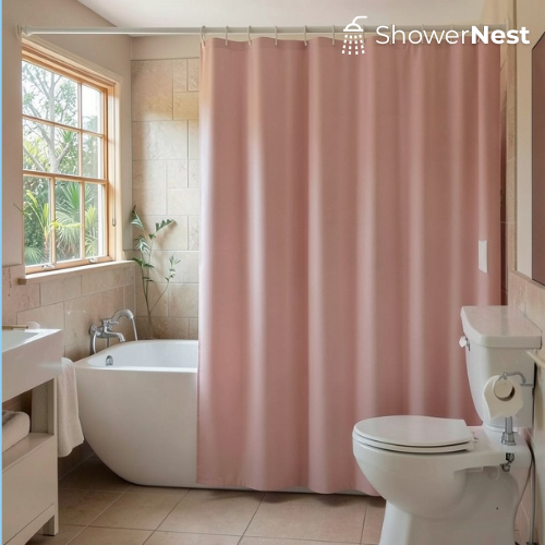 Pink PEVA Shower Curtain & Waterproof Liner mold free
