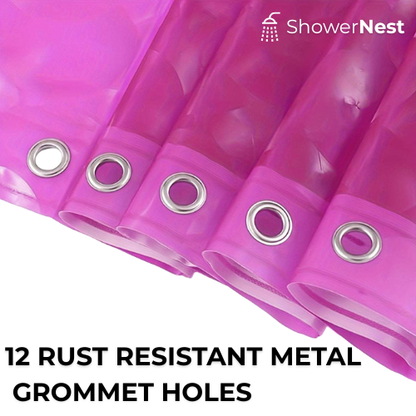Pink EVA Shower Curtain Liner – Rust resistant grommet