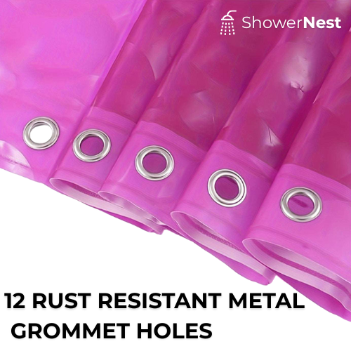Pink EVA Shower Curtain Liner – Rust resistant grommet