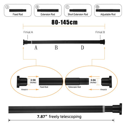Black or white shower curtain rod, no-drill tension pole - view 14