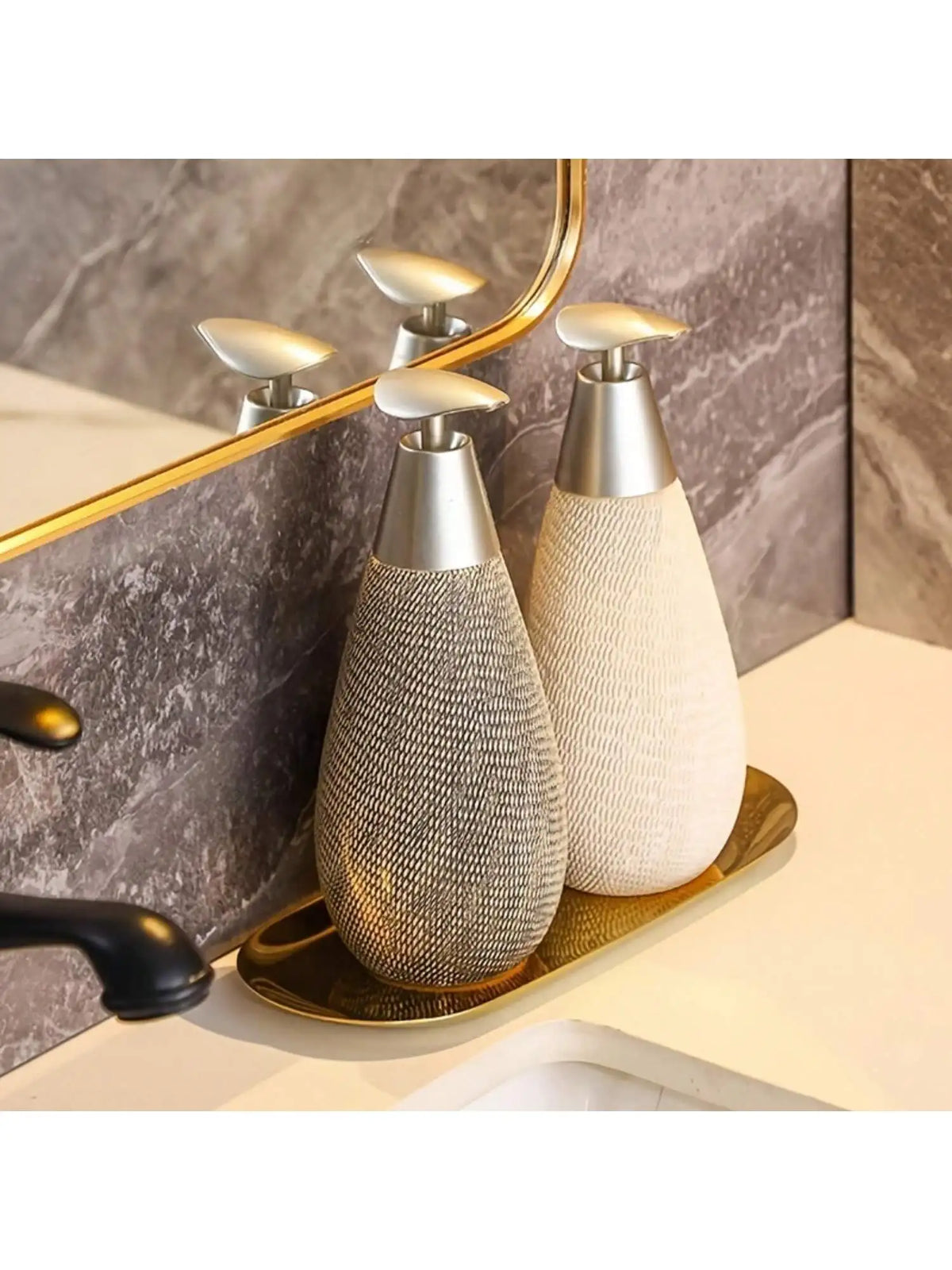 Textured ceramic soap dispenser main photo – ShowerNest Australia