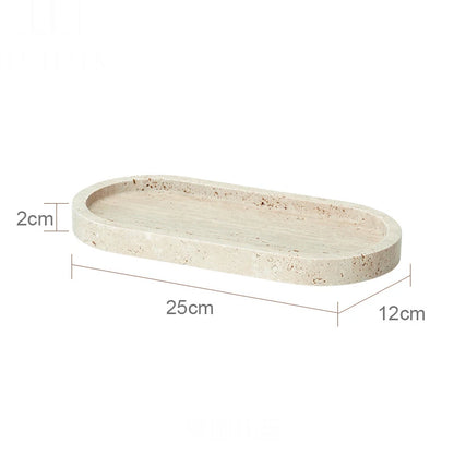 Natural travertine bathroom accessories – oval vanity tray 25 x 12 cm – ShowerNest Australia