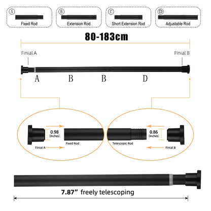 Black or white shower curtain rod, no-drill tension pole - view 12