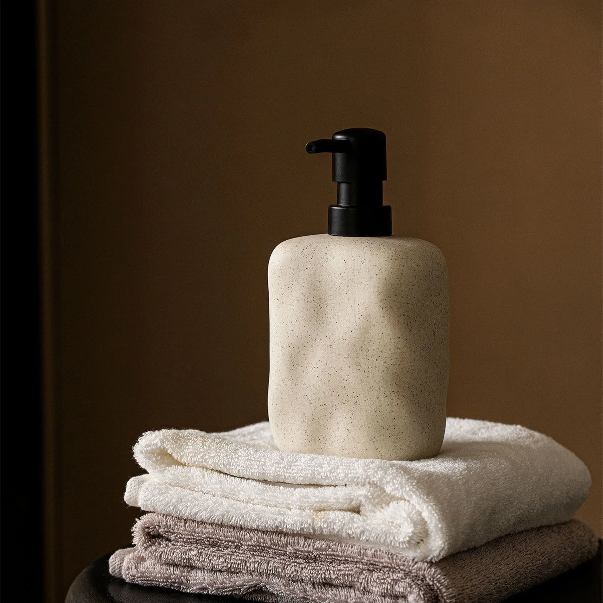 Cream ceramic pump bottle for hand soap and lotion