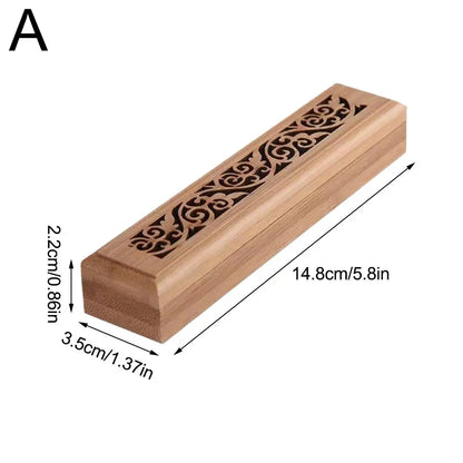Bamboo incense holder box with carved lid – Short Box – ShowerNest Australia