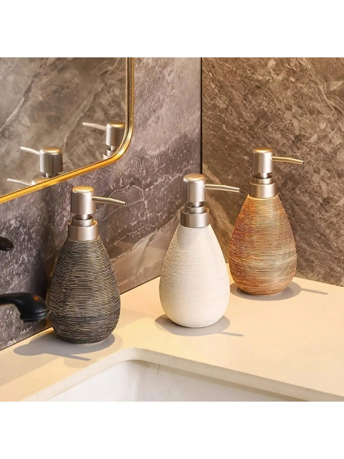 Textured ceramic soap dispenser fifth view – ShowerNest Australia