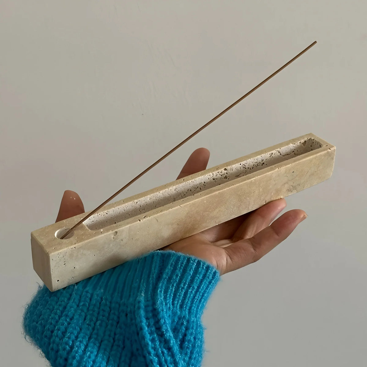 Natural travertine incense holder tray main photo – ShowerNest Australia
