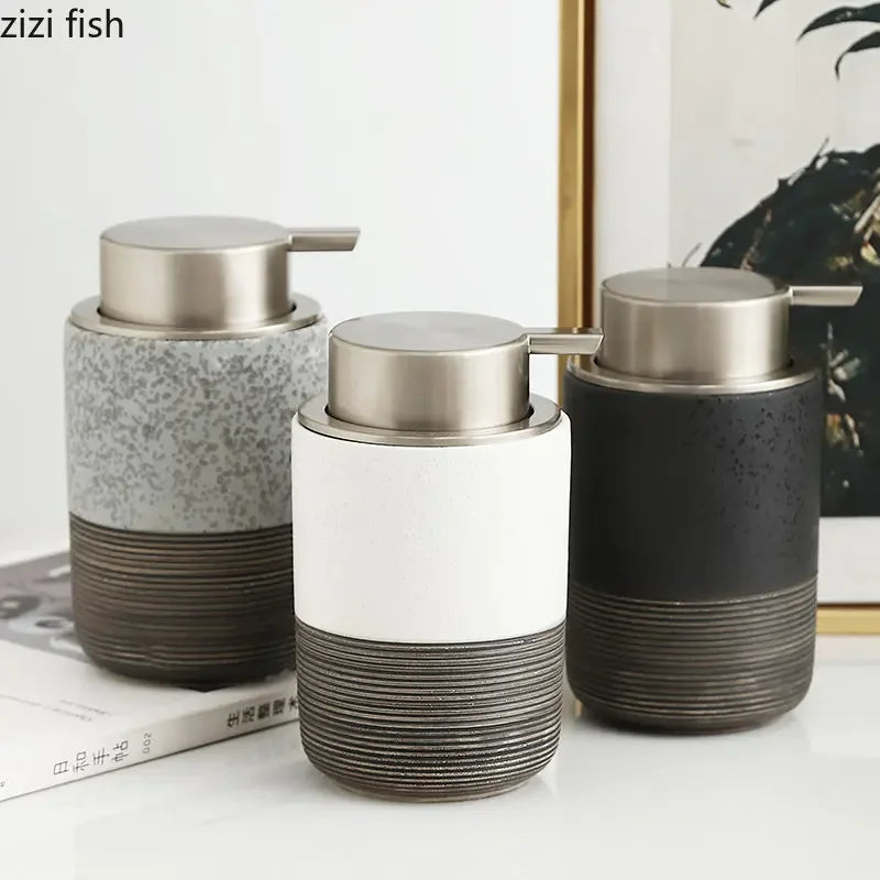 Two-tone ceramic soap dispenser second view – ShowerNest Australia
