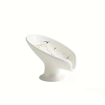 Self-draining waterfall ceramic soap dish – White Marble – ShowerNest Australia