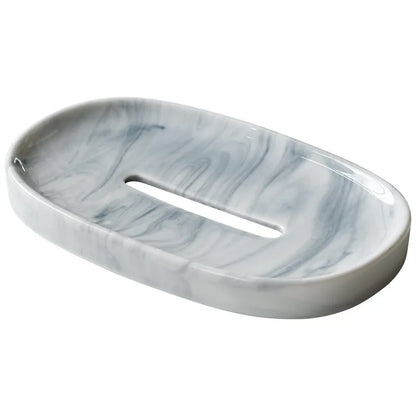 Oval ceramic soap dish with drain sixth view – ShowerNest Australia