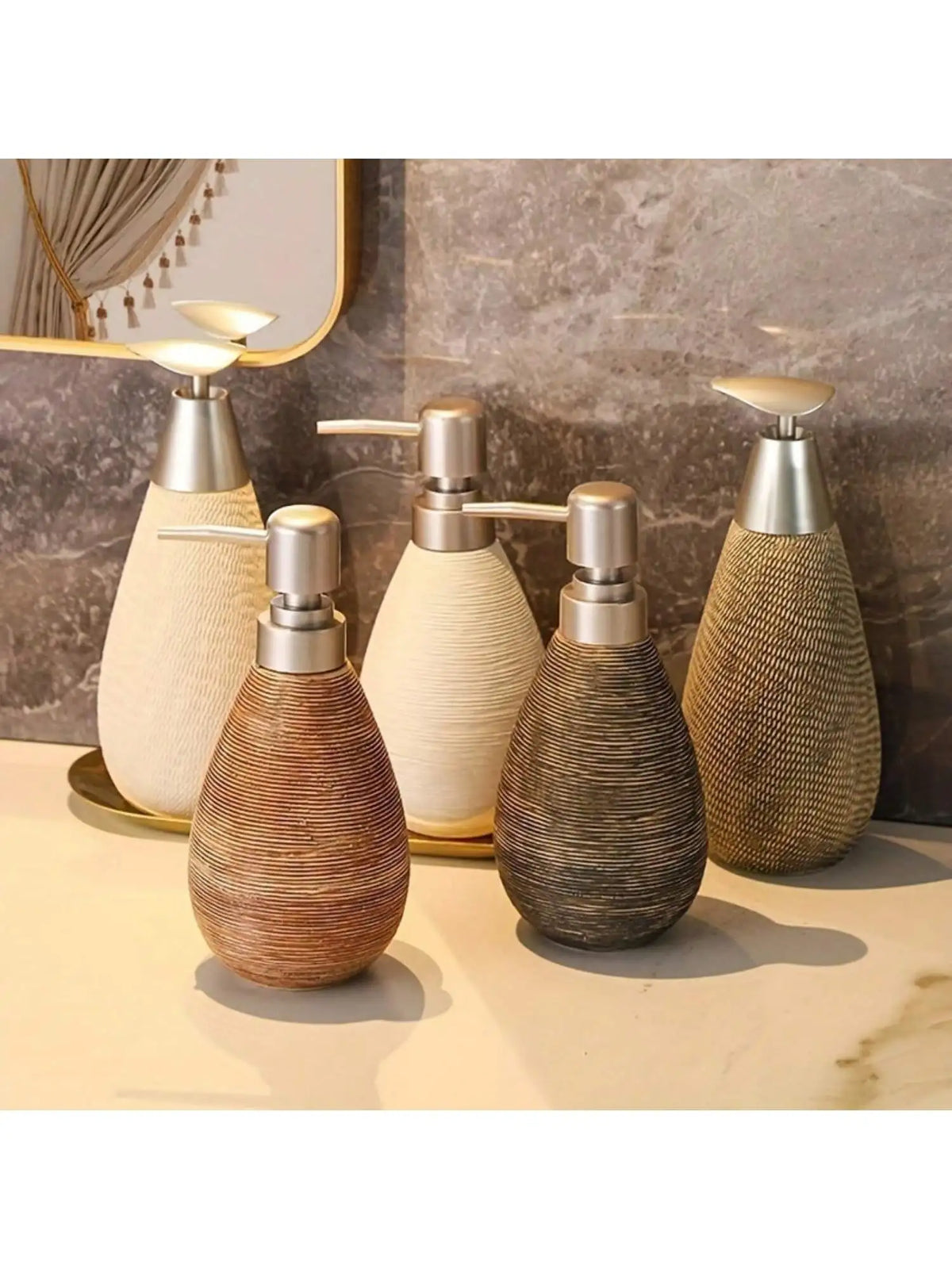 Textured ceramic soap dispenser third view – ShowerNest Australia