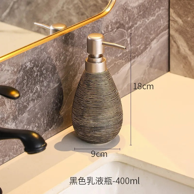 Textured ceramic soap dispenser – short, black – ShowerNest Australia