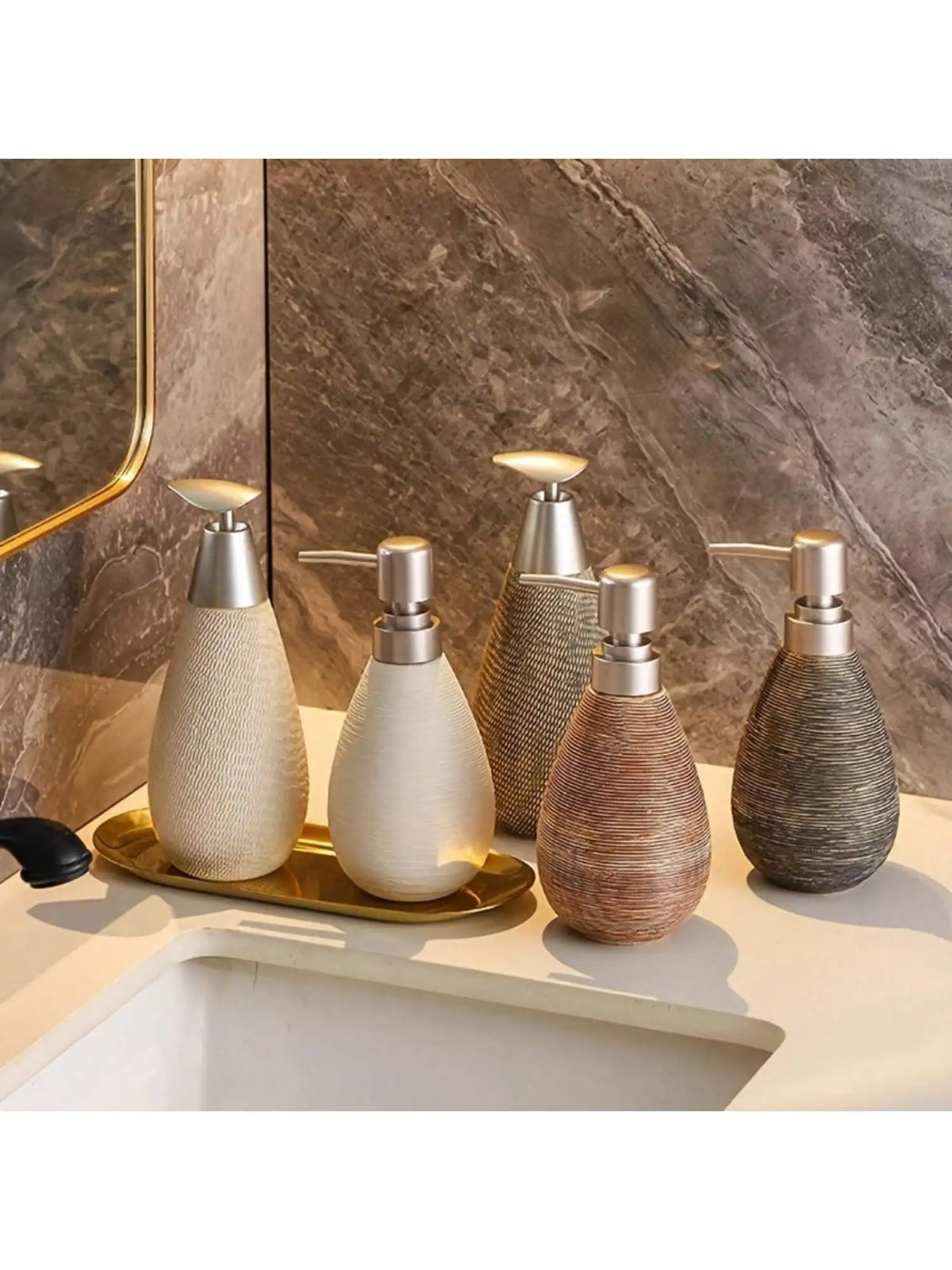 Textured ceramic soap dispenser second view – ShowerNest Australia