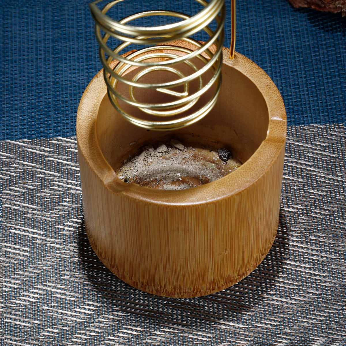 Spiral palo santo holder with bamboo ash cup fourth view – ShowerNest Australia