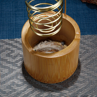 Spiral palo santo holder with bamboo ash cup fourth view – ShowerNest Australia